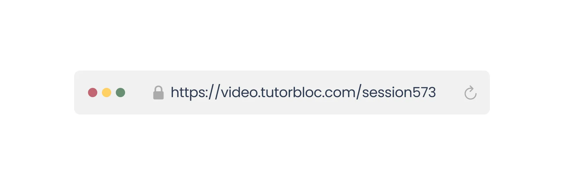 Browser address bar showing tutorbloc.com video session URL