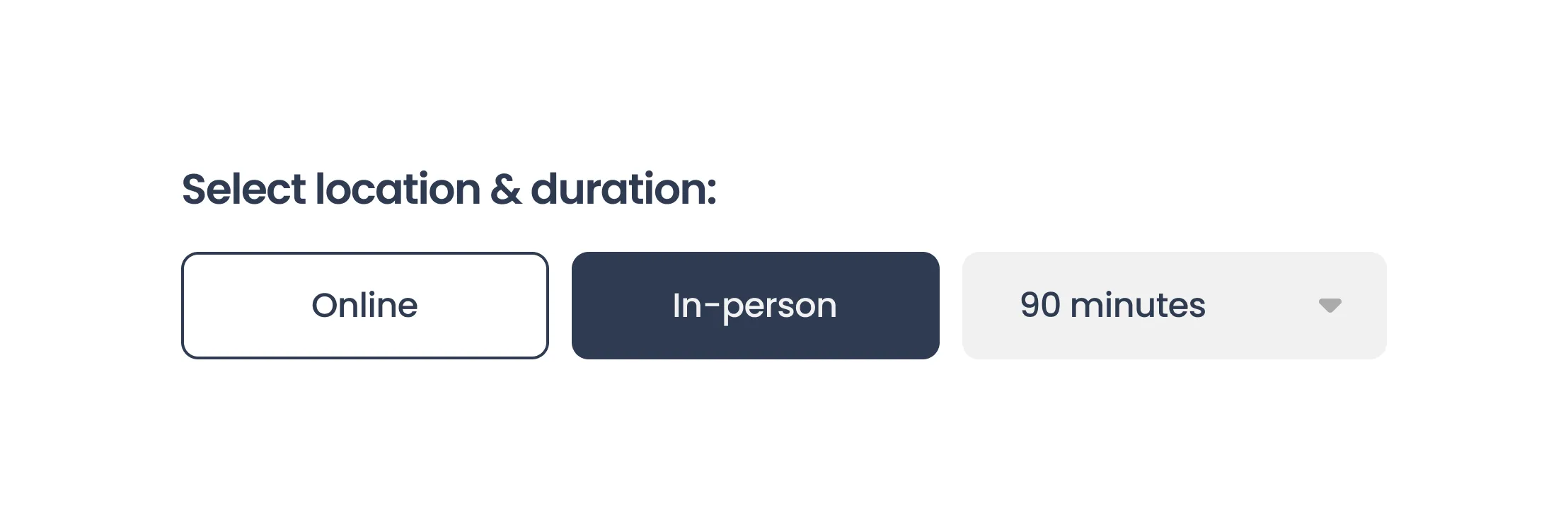 Lesson booking form with location and duration selection options